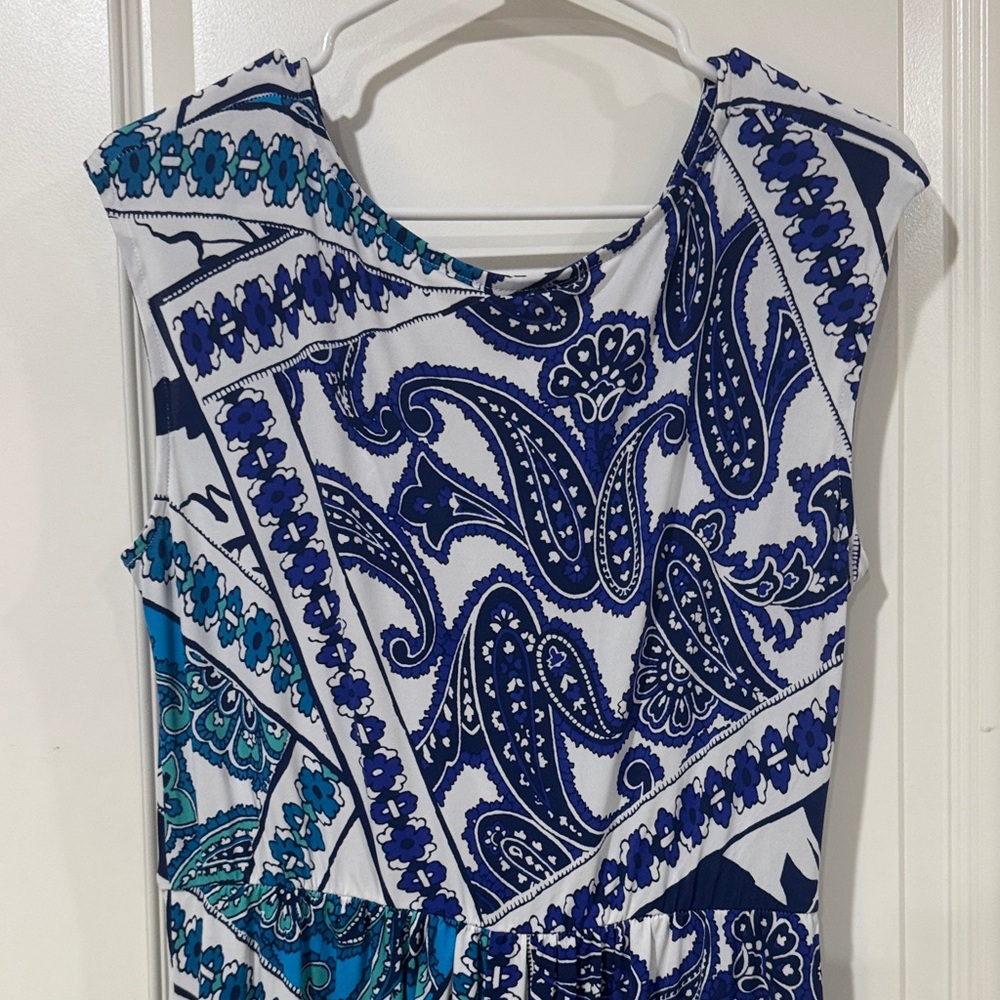 Signature by Sangria Teal and Navy Patterned Maxi Dress - Picture 5 of 6